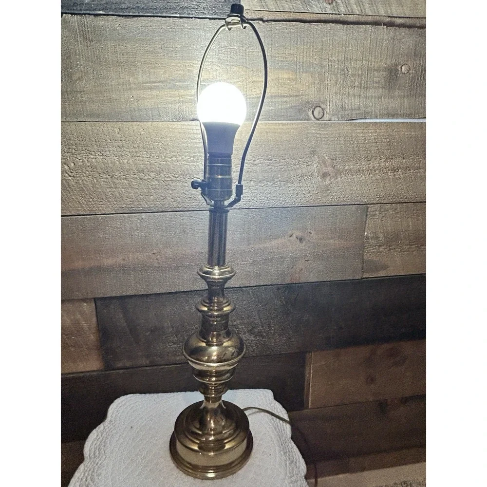 Vintage Style Brass Table Lamp Base Traditional Accent Light No Shade